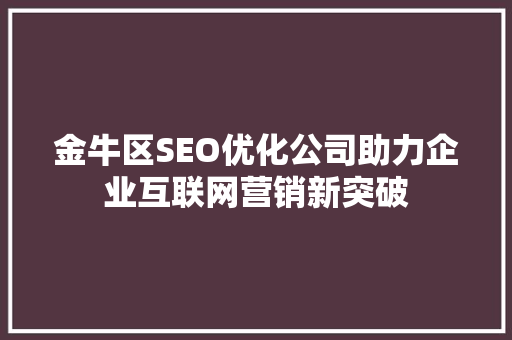 金牛区SEO优化公司助力企业互联网营销新突破