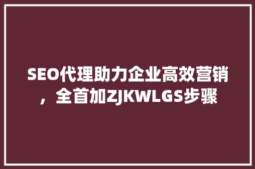 SEO代理助力企业高效营销，全首加ZJKWLGS步骤