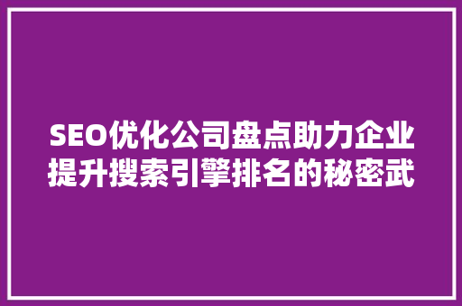 SEO优化公司盘点助力企业提升搜索引擎排名的秘密武器 软件技术