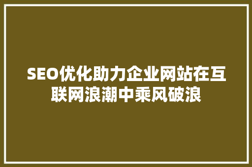 SEO优化助力企业网站在互联网浪潮中乘风破浪