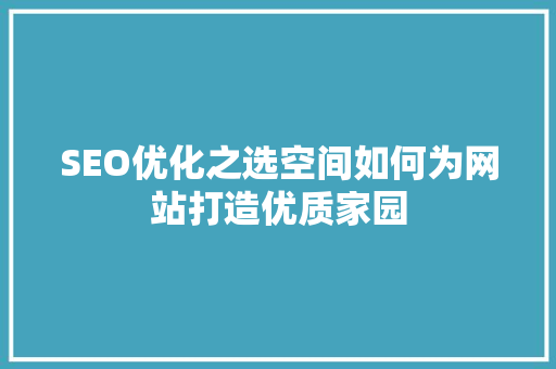 SEO优化之选空间如何为网站打造优质家园