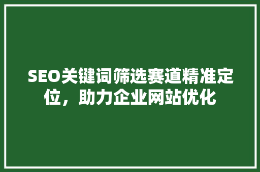 SEO关键词筛选赛道精准定位，助力企业网站优化