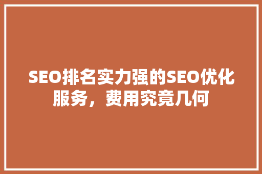 SEO排名实力强的SEO优化服务，费用究竟几何