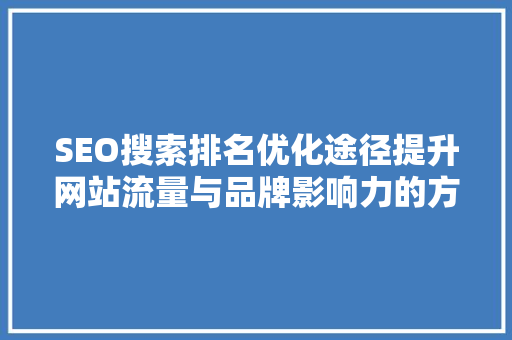 SEO搜索排名优化途径提升网站流量与品牌影响力的方法