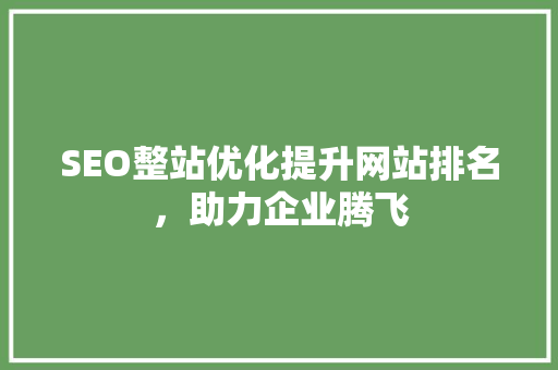 SEO整站优化提升网站排名，助力企业腾飞