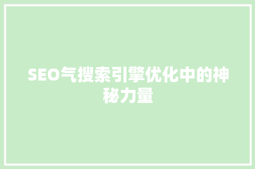 SEO气搜索引擎优化中的神秘力量