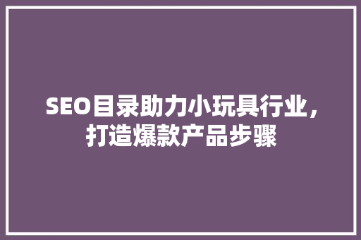 SEO目录助力小玩具行业，打造爆款产品步骤