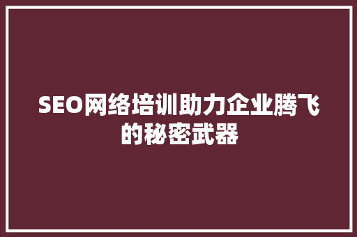 SEO网络培训助力企业腾飞的秘密武器