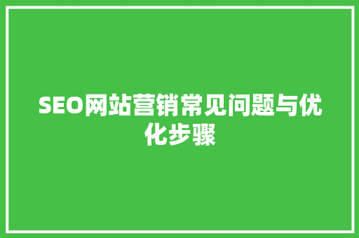 SEO网站营销常见问题与优化步骤 人工智能