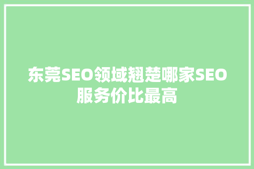 东莞SEO领域翘楚哪家SEO服务价比最高