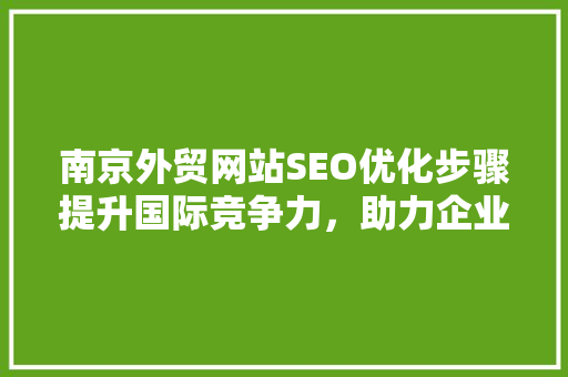 南京外贸网站SEO优化步骤提升国际竞争力，助力企业腾飞