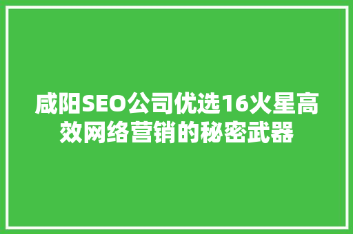 咸阳SEO公司优选16火星高效网络营销的秘密武器