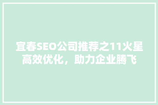 宜春SEO公司推荐之11火星高效优化，助力企业腾飞