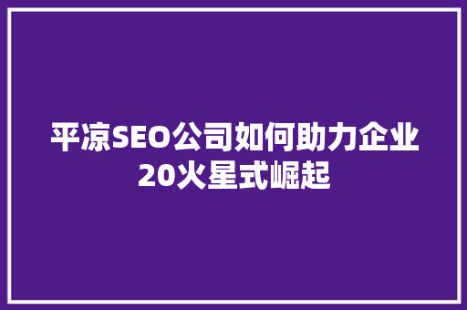 平凉SEO公司如何助力企业20火星式崛起