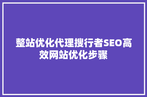 整站优化代理搜行者SEO高效网站优化步骤