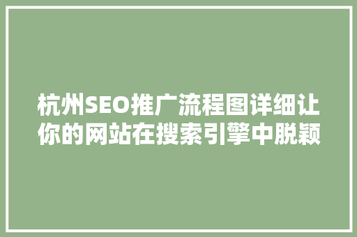 杭州SEO推广流程图详细让你的网站在搜索引擎中脱颖而出