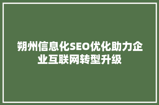 朔州信息化SEO优化助力企业互联网转型升级