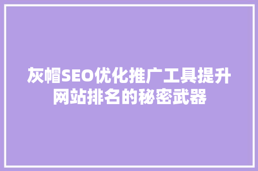灰帽SEO优化推广工具提升网站排名的秘密武器