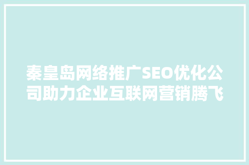 秦皇岛网络推广SEO优化公司助力企业互联网营销腾飞
