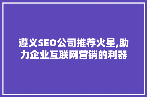 遵义SEO公司推荐火星,助力企业互联网营销的利器