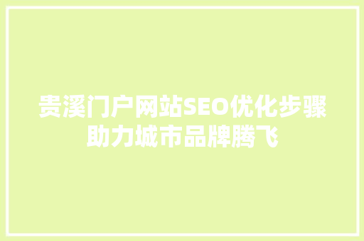 贵溪门户网站SEO优化步骤助力城市品牌腾飞