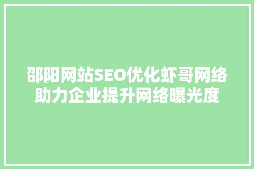 邵阳网站SEO优化虾哥网络助力企业提升网络曝光度