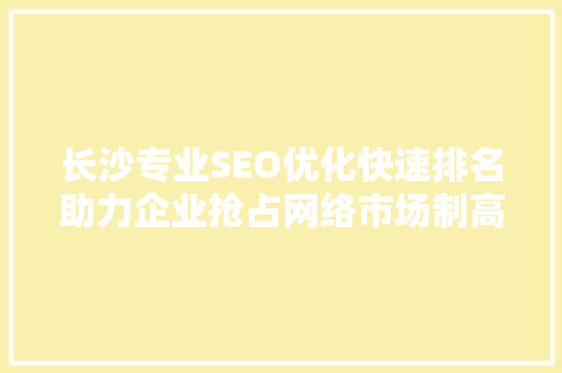 长沙专业SEO优化快速排名助力企业抢占网络市场制高点