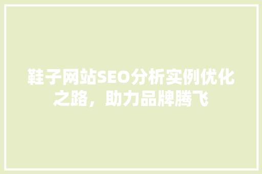 鞋子网站SEO分析实例优化之路，助力品牌腾飞