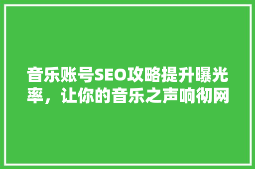 音乐账号SEO攻略提升曝光率，让你的音乐之声响彻网络