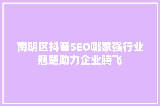 南明区抖音SEO哪家强行业翘楚助力企业腾飞 AI场景