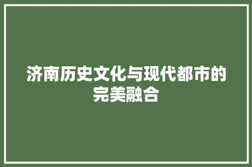 济南历史文化与现代都市的完美融合