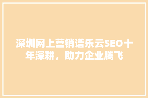 深圳网上营销谱乐云SEO十年深耕，助力企业腾飞