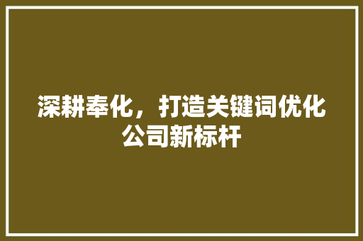 深耕奉化，打造关键词优化公司新标杆