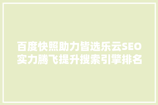 百度快照助力皆选乐云SEO实力腾飞提升搜索引擎排名的方法