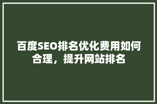 百度SEO排名优化费用如何合理，提升网站排名