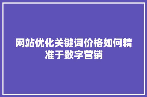 网站优化关键词价格如何精准于数字营销