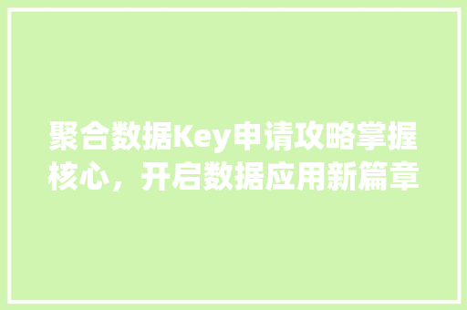 聚合数据Key申请攻略掌握核心，开启数据应用新篇章
