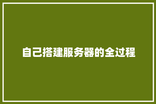 自己搭建服务器的全过程