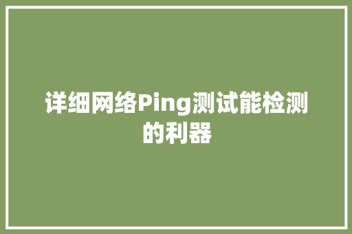 详细网络Ping测试能检测的利器