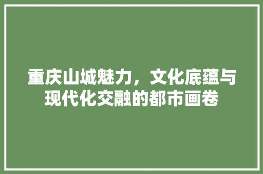 重庆山城魅力，文化底蕴与现代化交融的都市画卷