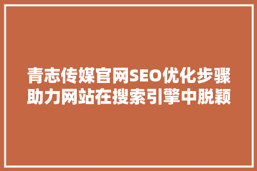 青志传媒官网SEO优化步骤助力网站在搜索引擎中脱颖而出