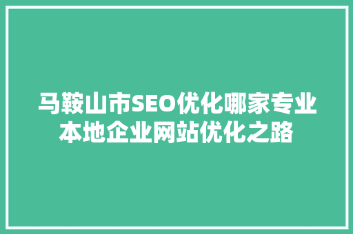 马鞍山市SEO优化哪家专业本地企业网站优化之路