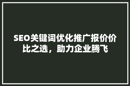 SEO关键词优化推广报价价比之选，助力企业腾飞 AI场景