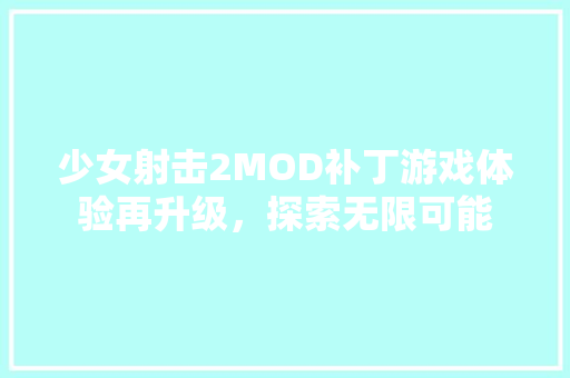 少女射击2MOD补丁游戏体验再升级，探索无限可能