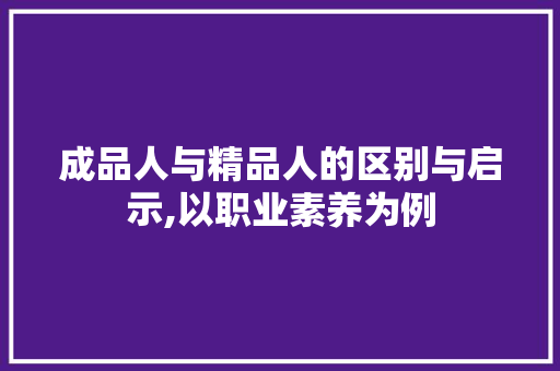 成品人与精品人的区别与启示,以职业素养为例
