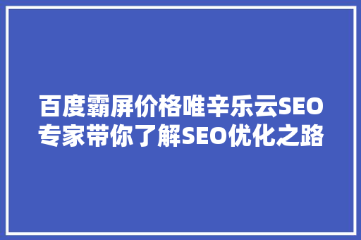 百度霸屏价格唯辛乐云SEO专家带你了解SEO优化之路