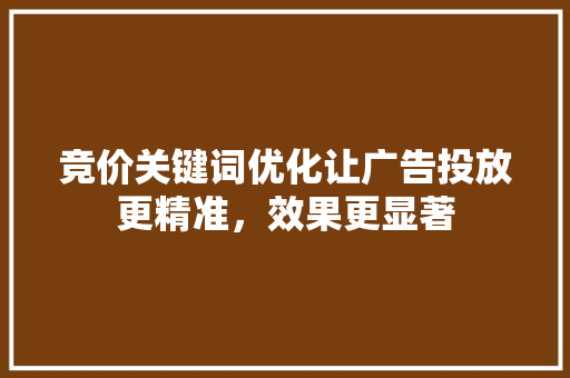 竞价关键词优化让广告投放更精准，效果更显著