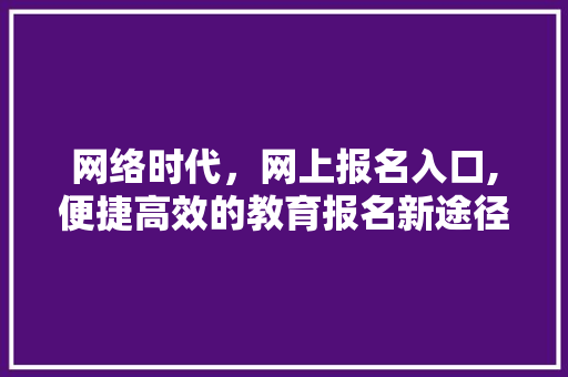 网络时代，网上报名入口,便捷高效的教育报名新途径