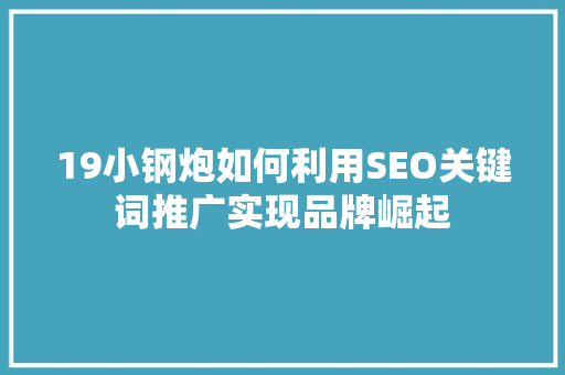 19小钢炮如何利用SEO关键词推广实现品牌崛起 人工智能