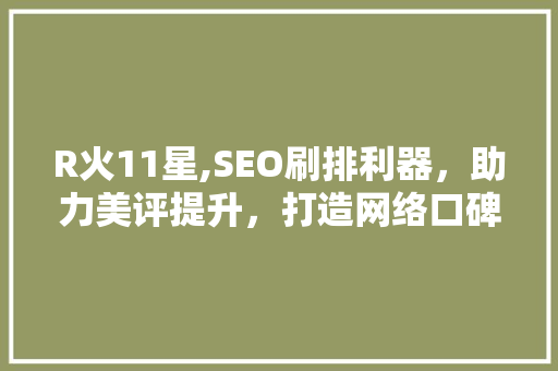 R火11星,SEO刷排利器，助力美评提升，打造网络口碑新高度